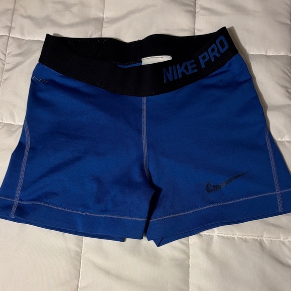 Nike Pro Athletic Shorts Spandex in Blue and Black - Picture 1 of 8
